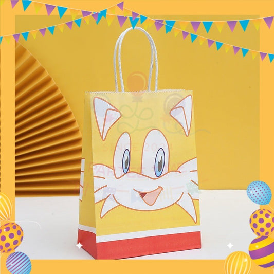 ParteeTime Birthday Kids 1pcs Sonic Party Favor Gift Bags with Handle Paper Bag Doorgift Packaging Goodies Bag