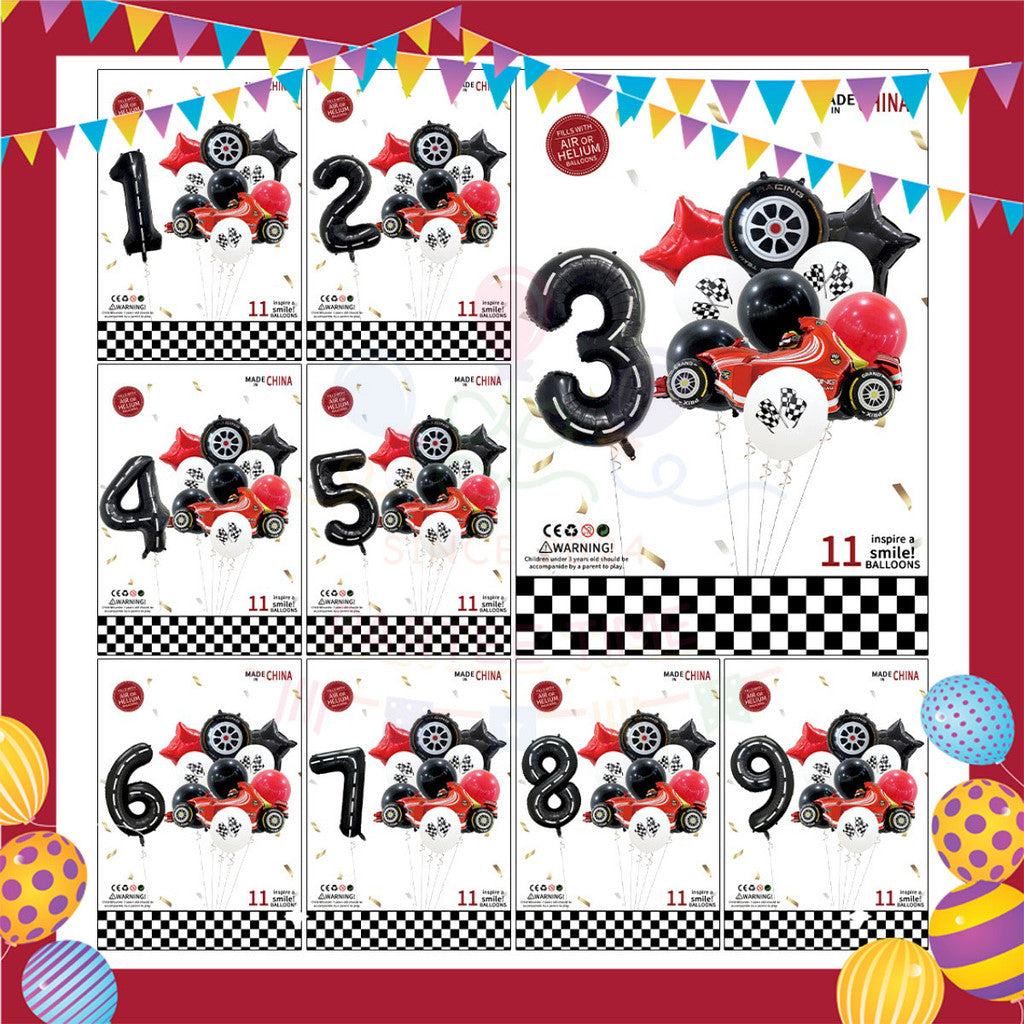 ParteeTime Kids Number 0-9 Birthday Party Decoration 11pcs Set Foil Balloon Set Belon Hiasan Parti Hari Jadi Kanak-Kanak