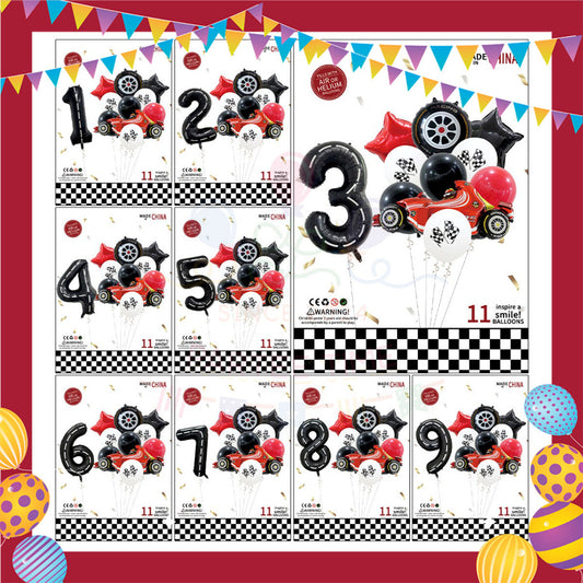 ParteeTime Kids Number 0-9 Birthday Party Decoration 11pcs Set Foil Balloon Set Belon Hiasan Parti Hari Jadi Kanak-Kanak