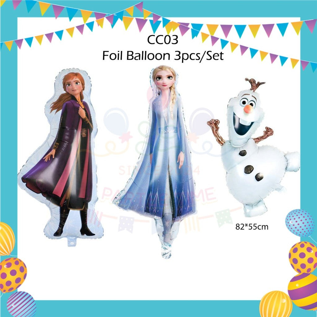 ParteeTime Kids Birthday Party Celebration Decoration Set Princess Anna Elsa 4 in 1 Majlis Sambutan Hari Jadi Kanak