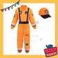 ParteeTime Kids Astronaut Children Boy Girl Kid Costume Halloween Nasa Cosplay Pilot White Orange Jumpsuit Spaceman