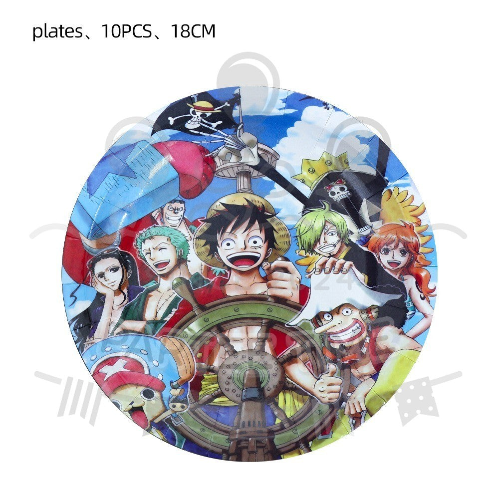 ParteeTime Kids One Piece Birthday Theme Decorations Party Balloon Banners Hang Swirls Backdrop Tablecloth Cake Topper