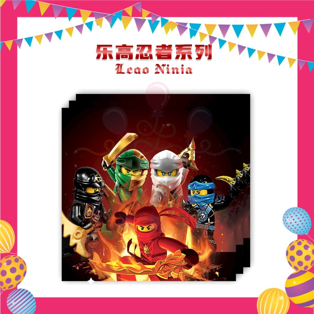 ParteeTime Kids Ninjago Theme Decorations Birthday Party Supplies Banners Backdrop Set Hiasan Hari Jadi Kanak-Kanak