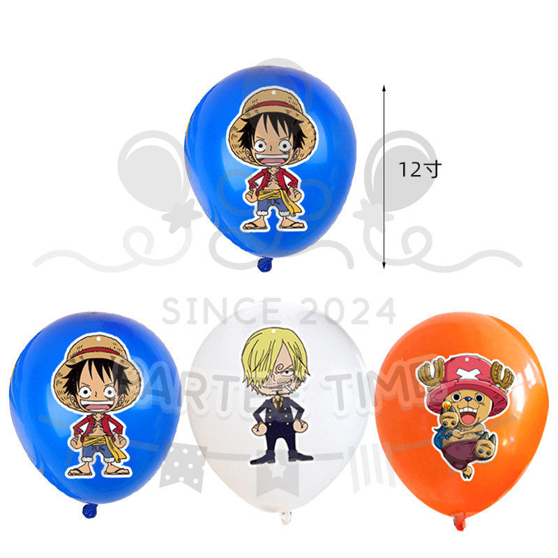 ParteeTime Kids One Piece Birthday Theme Decorations Party Balloon Banners Hang Swirls Backdrop Tablecloth Cake Topper