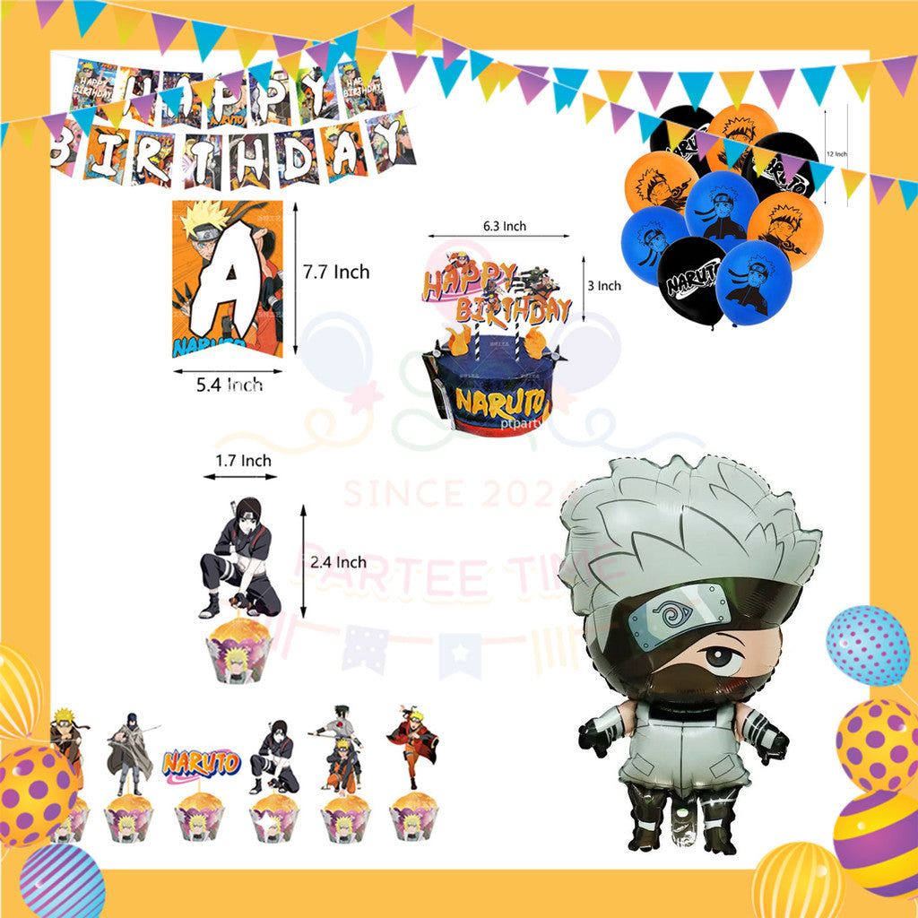 ParteeTime Kids Birthday Party Celebration Decoration Set Naruto 4 in 1 Majlis Sambutan Hari Jadi Kanak-Kanak