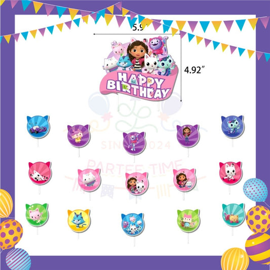 ParteeTime Kids Birthday Party Celebration Decoration Set Dollhouse Doll House Gabby 4 in 1 Hiasan Majlis Sambutan Hari Jadi Kanak-Kanak