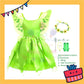 ParteeTime Kids Girls Green Tinker Bell Dress Cosplay Costumes Halloween Fairy Princess Fancy