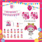 ParteeTime Kids Birthday Party Celebration Decoration Set Melody 4 in 1 Banner Balloon Cupcake Topper Parti Hari Jadi
